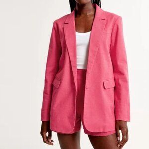 Abercrombie & Fitch Bright Pink Linen Blazer Sz S